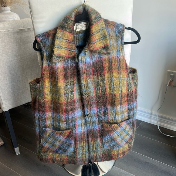 Vintage Andrew Stewart Mohair/Wool Multicolour Sleeveless Vest Woven in Scotland - Picture 3 of 16